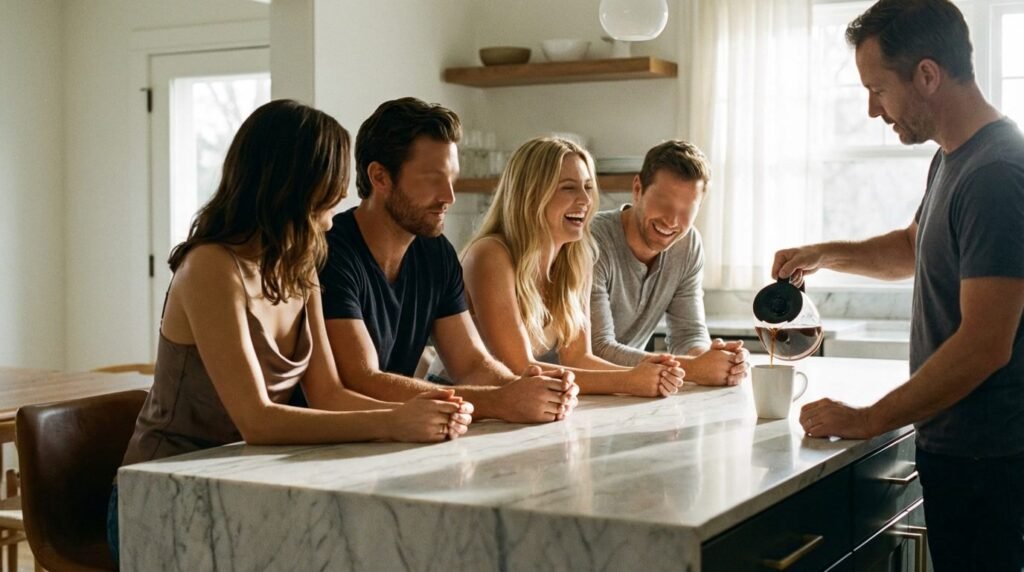 poor cuckold, now our servant, serving coffee for us in the morning after